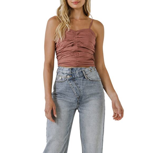 Endless Rose Women's Shirring Detail Tank Top Mauve Size XS 10680 - Picture 1 of 4